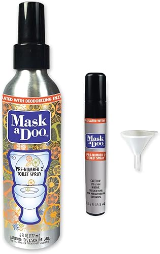 SANI 360 Mask a Doo - Aerosol para inodoro, fórmula de enzima desodorizante portátil para baño, espray neutralizador de olores con repuesto de 0.2
