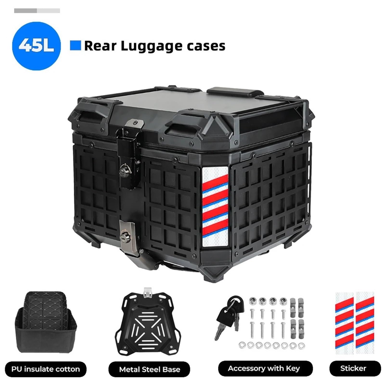 motocyklowyTopcase 45L motocyklowy kask box CNC górny ogon tylny bagaż przechowywanie narzędzi skrzynki zamek bagażnik pasuje do BMW R1200GS R1250GS R1200GS bagażnika motocykla