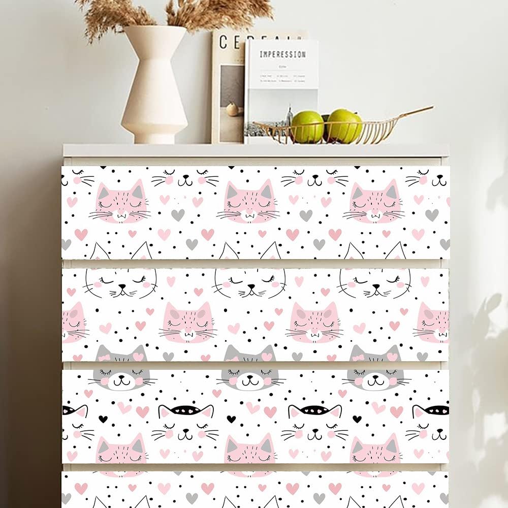 Tapeta odklej i przyklej, różowa kokarda, kot, samoprzylepna tapeta, przyjazna dla najemcy, tapeta do salonu, folia winylowa do mebli, sypialni, zdejmowany papier kontaktowy