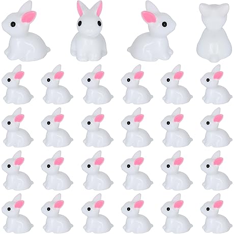 50 Little Plastic Bunnies for Decor