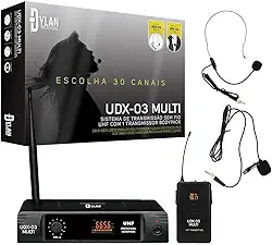 SISTEMA SEM FIO UHF COM 30 X CANAIS (RECEPTOR BASE + TRANSMISSOR COMPACTO DE CINTO) UDX-03 MULTI