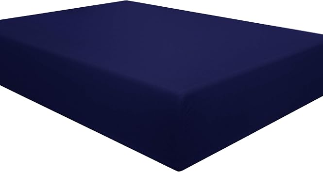 Bedding Twin Fitted Sheet, Bottom Sheet with Deep Pocket - Soft Microfiber - Shrinkage and Fade Resistant - Easy Care -1 Fitted Sheet Only, Navy Blue