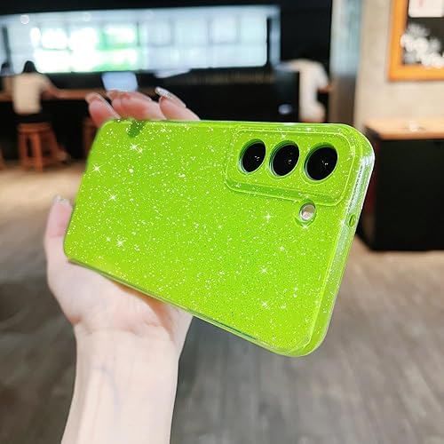 Miniatura 5 de MINSCOSE Funda compatible con Samsung Galaxy S22 5G, bonito color neón brillante, con purpurina, delgada, delgada, a prueba de golpes, de silicona,
