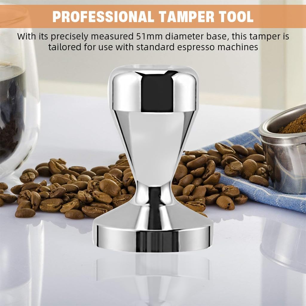 Supvox® 51mm Espresso Tamper Heavy Duty Stainless Steel Barista Coffee Tamper Elegant Plating Finish Espresso Tamper Espresso Tamper Coffee Press Tool