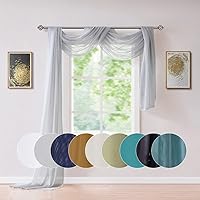 Vista 9 de Cortina Transparente Extra Larga para Ventana de 56" (An) x 288" (L) (24 Pies) Verde Salvia. Los Tratamientos de Voile para Ventanas son Perfectos