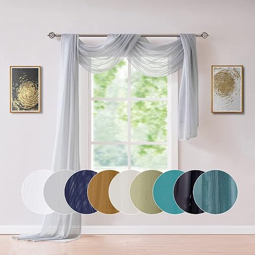 ASATEX Bufanda transparente de 56 pulgadas de ancho x 216 pulgadas de largo. Los tratamientos de gasa para ventana son perfectos como bufandas de