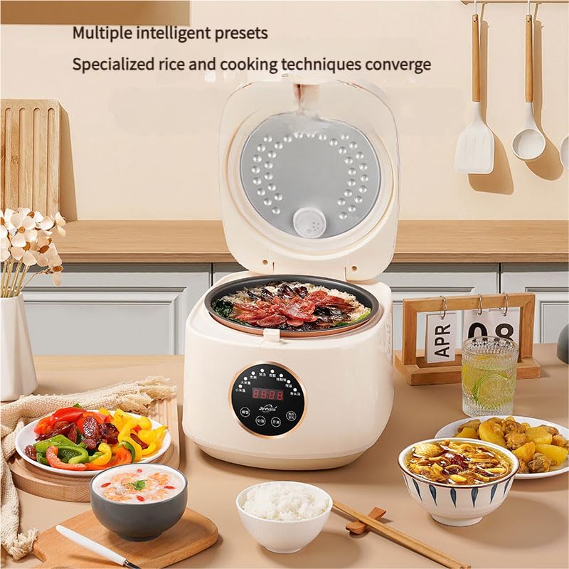 Smart Rice Cooker, 5L Digital Multi-Function, Cream White, 24H Timer, 360° Heating, Low-Starch Mode with 45% Reduction, Overflow Protection