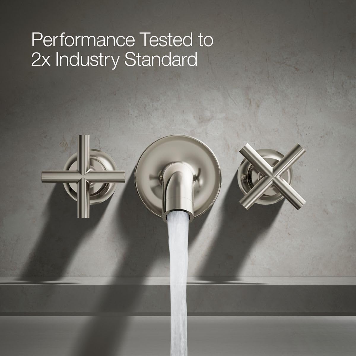 Kohler T14429-3-SN Purist Deck- Or Wall-Mount Bath Faucet Handle Trim with Cross Design, Vibrant Polished Nickel