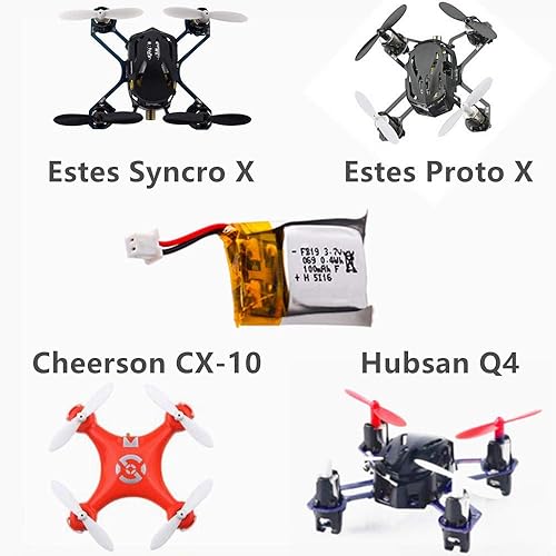 Miniatura 2 de Cecicebb - Batería Lipo de 3.7 V 100 mAh 20C para WLtoys V272, Cheerson CX-10 Mini Quadcopter Estes Proto X, Syncro X, Hubsan Q4 Nano Quadcopter 4