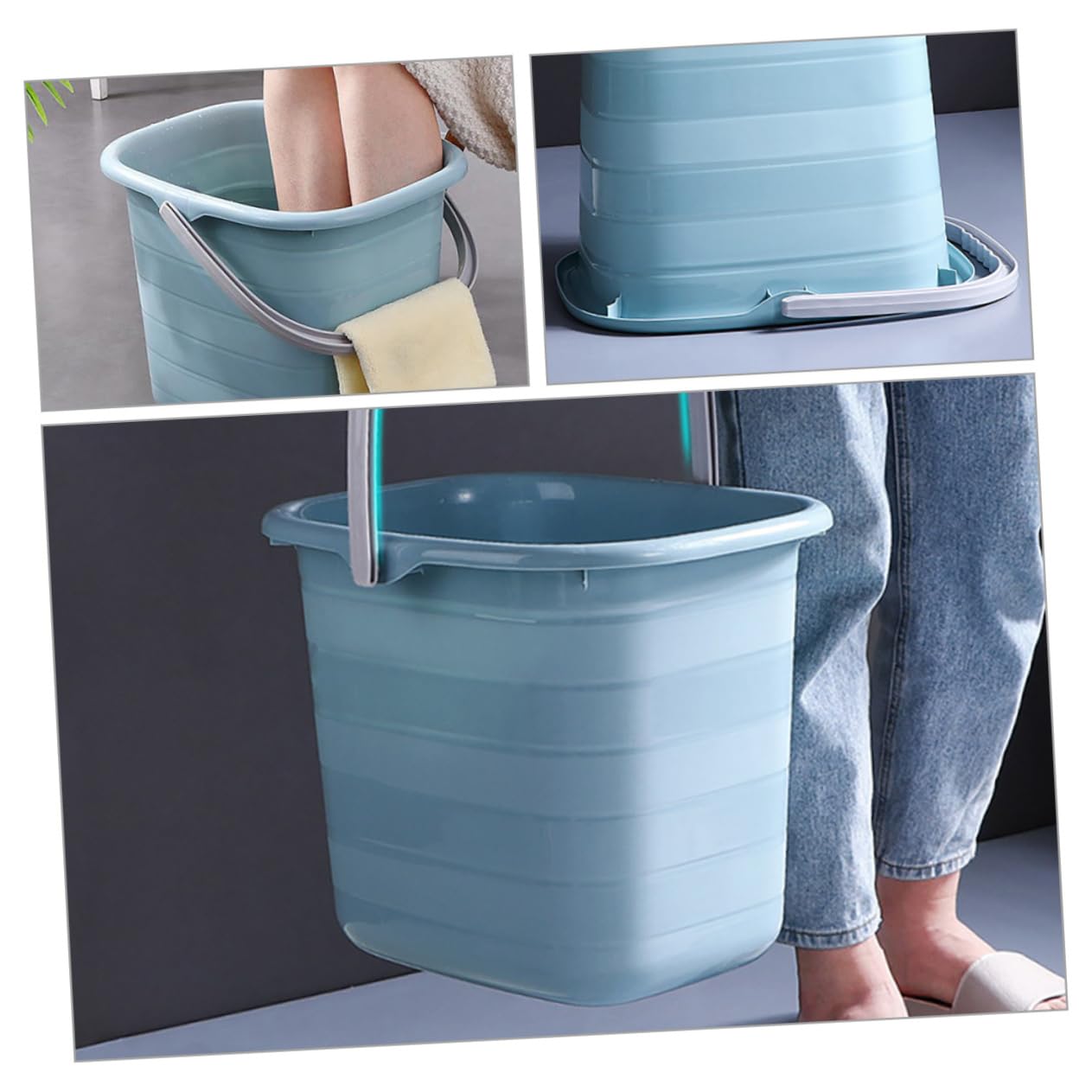 Secchio di Plastica Rettangolare Manico, Piccolo, Uso Domestico | Spostamento Agevole, per Famiglie e Giardinaggio, Adatto a Piante e Cibo per Animali