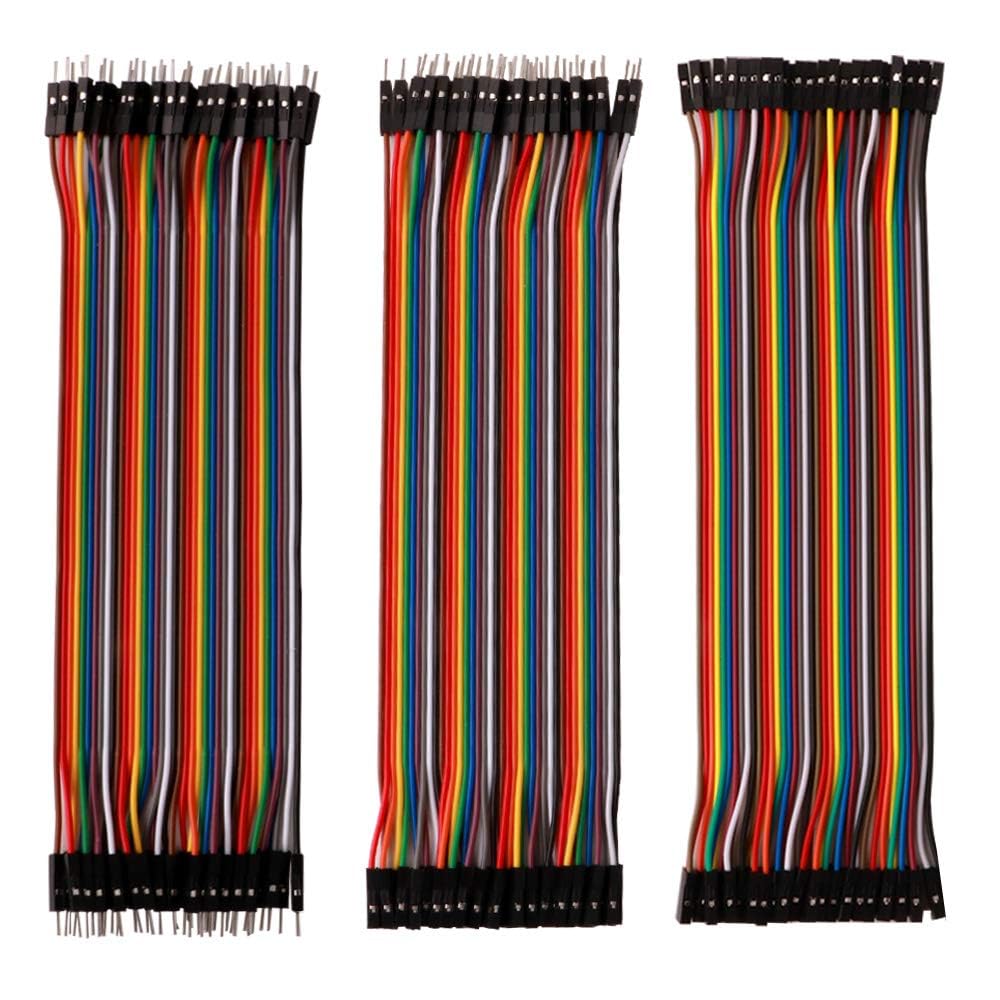120Pcs Premium 20cm Multicolored Dupont Wire Kit, 40pin Male to Male, 40pin Female to Female, 40pin Male to Female, Breadboard Jumper Wire Ribbon Cable, for Arduino Raspberry pi