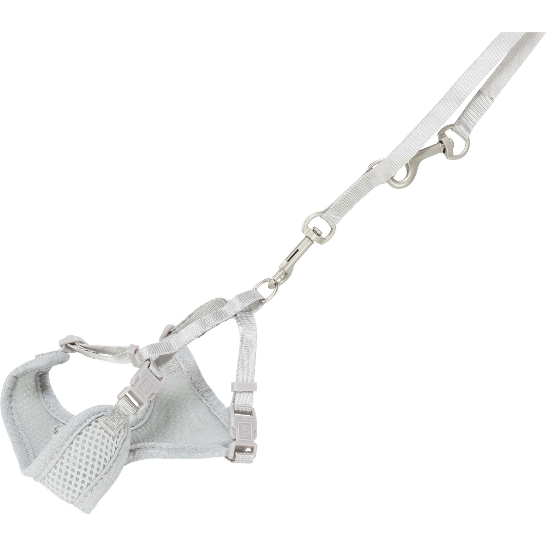 TRIXIE junior puppy soft harness with leash, Size S–M: Chest circumference 10.2–13.4 inches / 0.39 inches in light grey - padded dog harness with a 3-way adjustable leash for small dogs, 15560