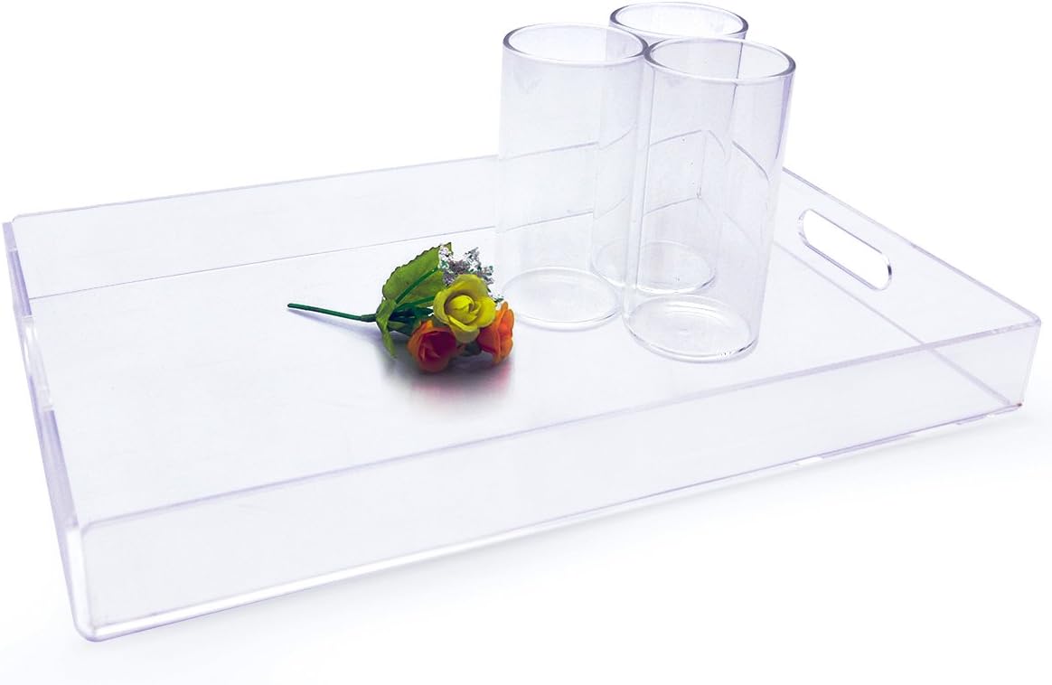 New Arrivals Clear Acrylic Serving Tray,Commercial Food Serving Tray for Breakfast, Tea, Butler with Handle,Clear 12 x 12, Trays for Home Decor Top Rated Clear Acrylic Serving Tray,Commercial Food Serving Tray for Breakfast, Tea, Butler with Handle,Clear 12 x 12, Trays for Home Decor