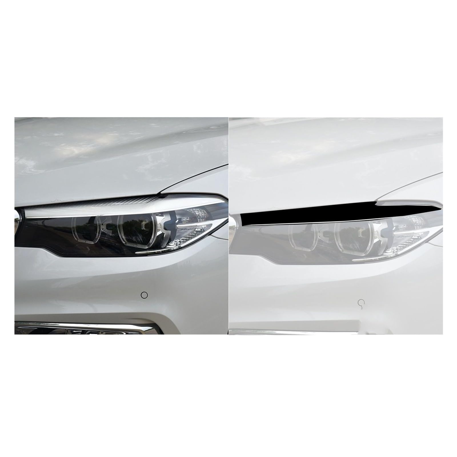 Auto-Augenbrauenaufkleber for den linken und rechten Scheinwerfer, Compatible With に適合BMW 5er-Reihe G30 G38 2018, Klavierlack-Augendeckelabdeckung, Außenzubehör, dekorativ