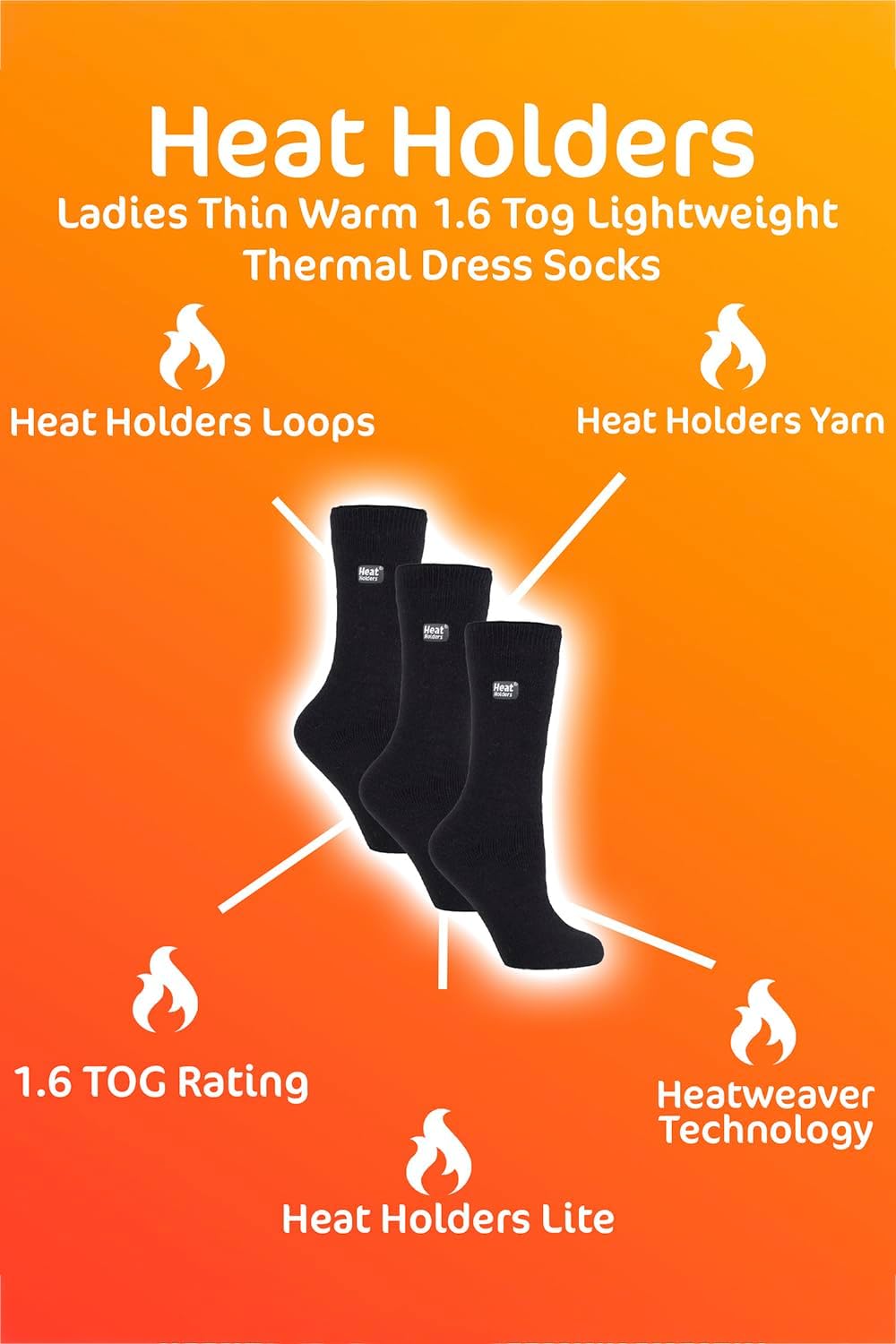 HEAT HOLDERS Lite - 3 Pairs Winter Thermal Socks for Women | Thin & Warm Socks (5-9, Purple)