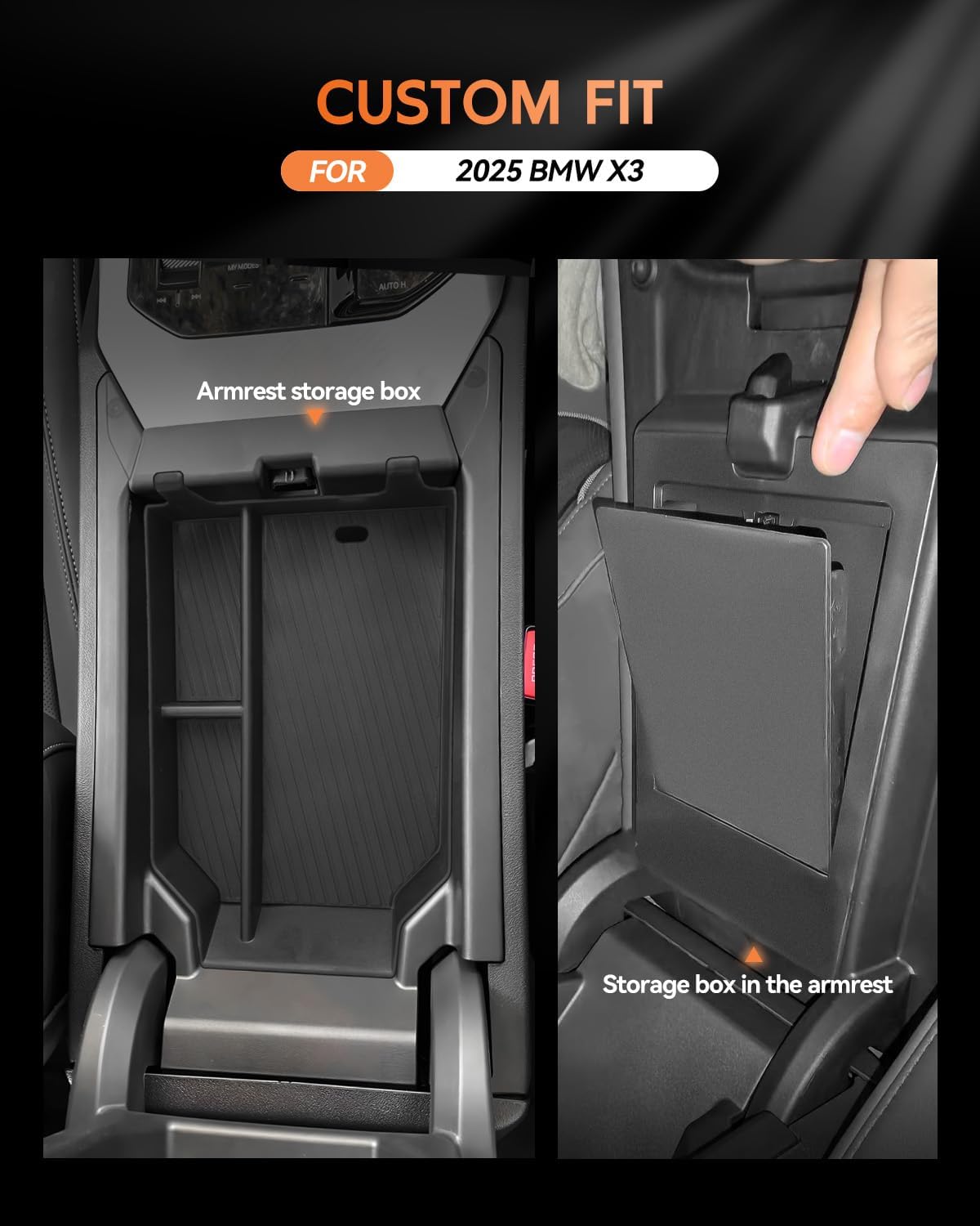 CDEFG 2PCS for 2025 2026 BMW X3 Accessories Center Console Organizer Tray X3 G45 (30 xDrive, M50 xDrive) Armrest Hidden Middle Console Insert
