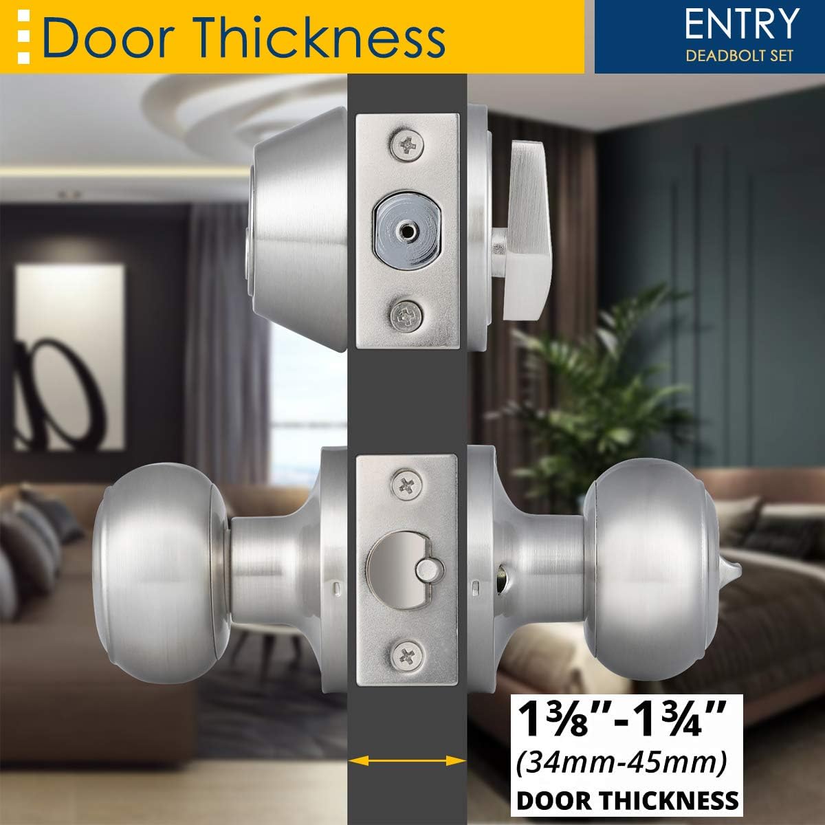 Prоmо Dіѕсоunt Uр Tо 70% оƒƒ 4 Pack Entry Door Knob and Single Cylinder Deadbolt Combo Pack in Satin Nickel, Keyed Alike Exterior Door Lock Set with Deadbolt, Door Knobs with Deadbolt for Entrance and Front Door 🔥 Hоt Dеаlѕ 4 Pack Entry Door Knob and Single Cylinder Deadbolt Combo Pack in Satin Nickel, Keyed Alike Exterior Door Lock Set with Deadbolt, Door Knobs with Deadbolt for Entrance and Front Door