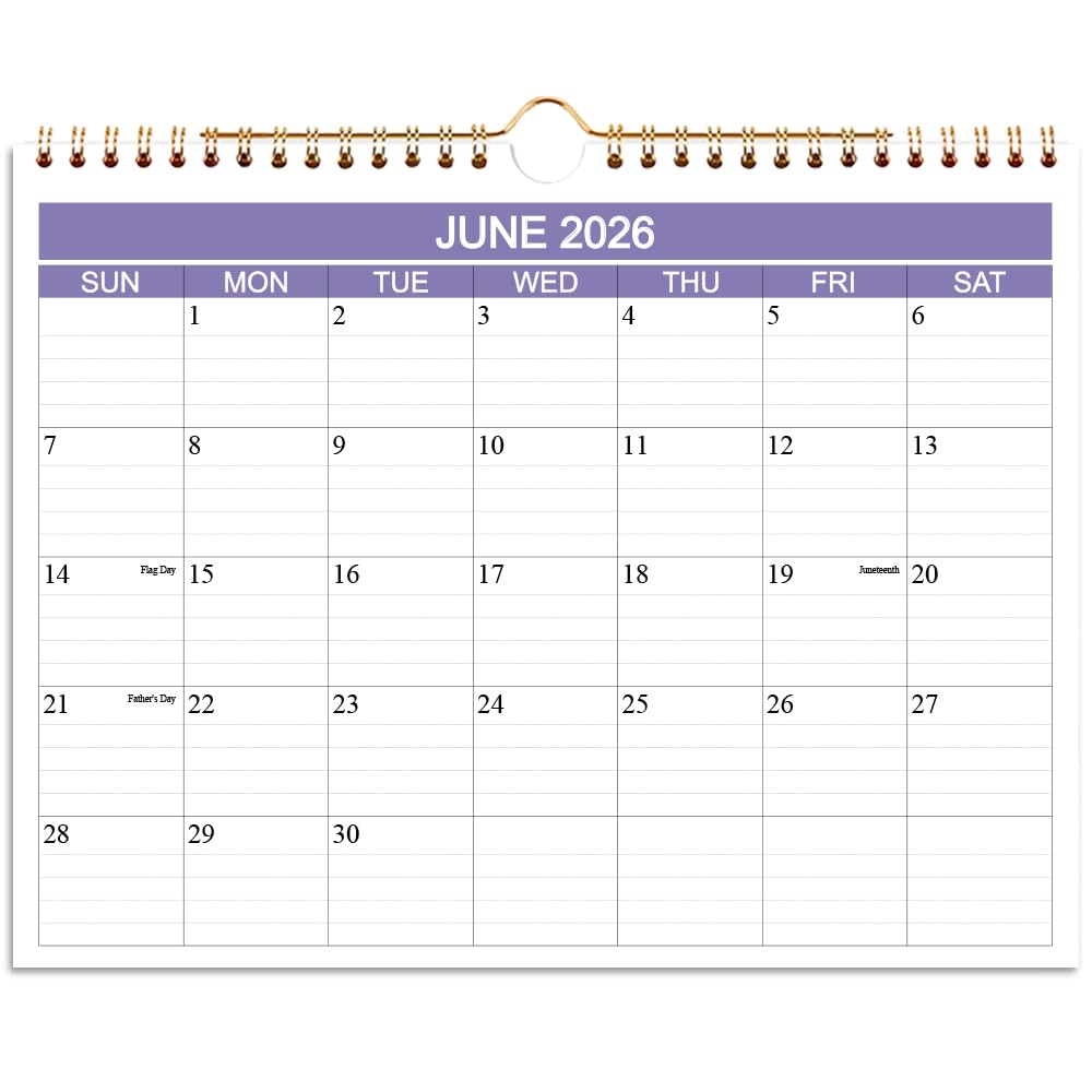 Calendar 2026-2027 - Wall Calendar 2026-2027 Runs from July 2026 - December 2027, 18 Months 2026-27 Calendar with Thick Paper for Planning and Organizing at Home or Office, 8.5 x 11 in, Purple