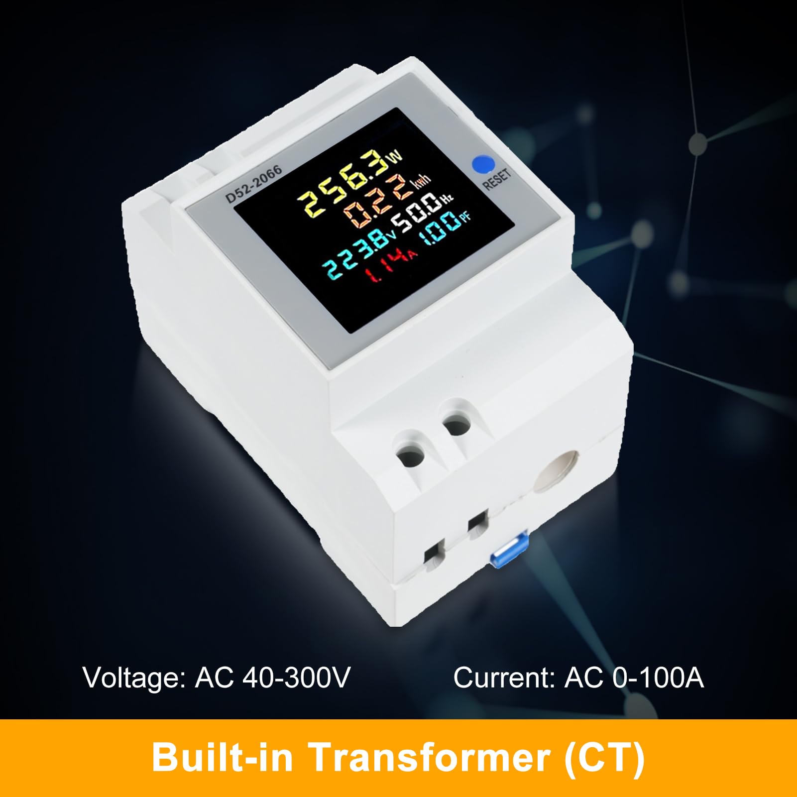 Misuratore Di Energia Monofase Digitale, 6 In 1, Per Guida DIN - Monitora Tensione, Corrente, Potenza, KWh, Fattore Di Potenza E Frequenza, Fino A 450V 100A