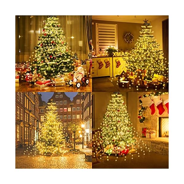 GUSODOR Lichterkette Weihnachtsbaum 2M 400 LEDs 16 Stränge, 8 Modi Christbaumbeleuchtung mit Ring, IP65 Weihnachtsbaum… – Bild 7