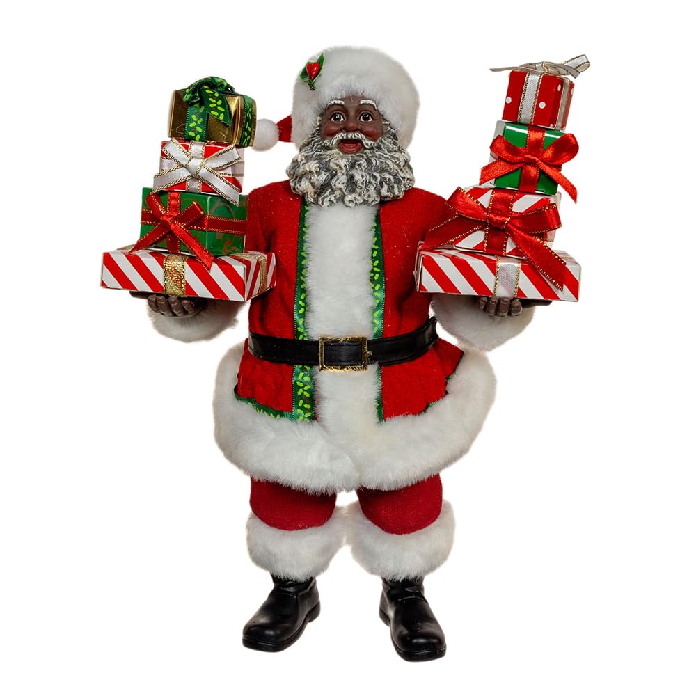 Père Noël Afro-américain Kurt Adler Fabriché avec Cadeaux 26,7 cm