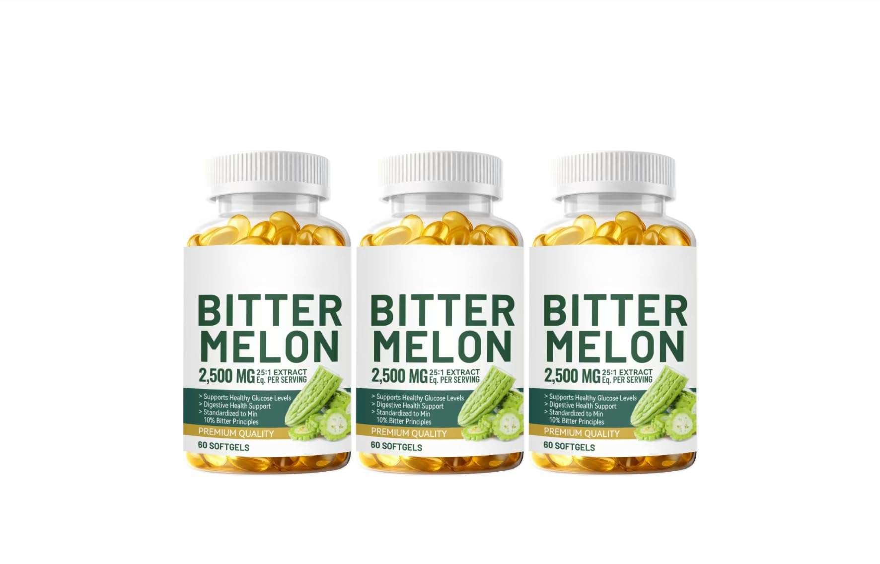 Estratto di melone amaro 25:1, 2500 mg per porzione, 60 conte vegane - standardizzato al 10% di principi amari, non OGM,3PCS