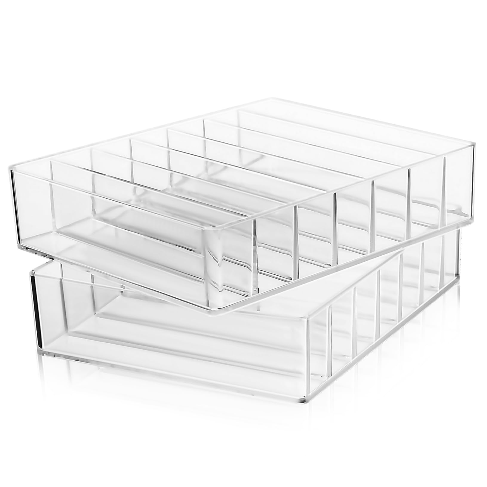 Anneome Lidschattenpaletten Organizer Moderner Make Up Organizer aus Acryl 2 Stück mit 7 Fächern mit Flachem Boden Vielseitig für Schubladen