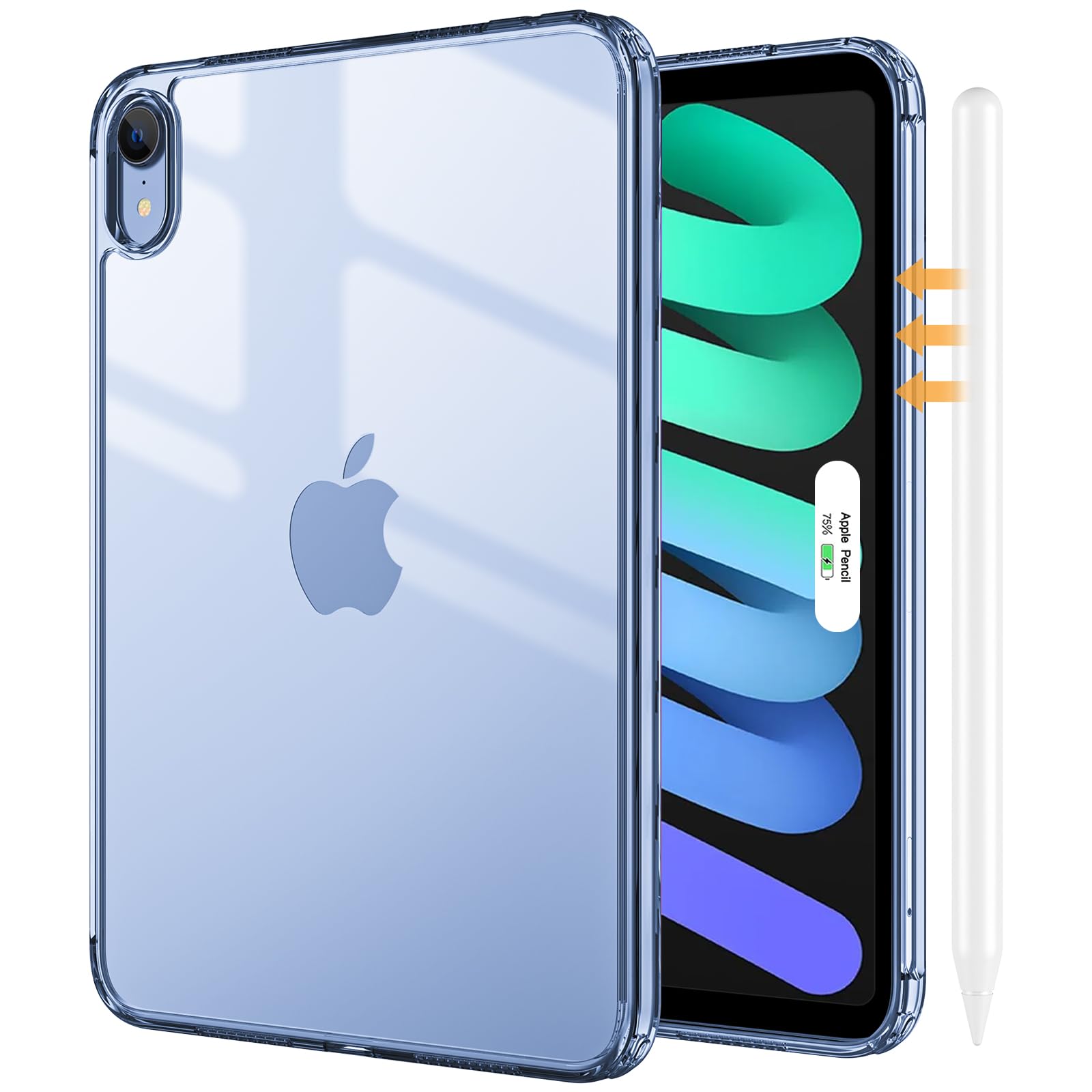 ProCase Transparent Hülle für iPad Mini 7 Gen(A17 Pro) 2024 / Mini 6 Gen 8,3" 2021, Slim Leicht Transparenter Rücken Cover für iPad Mini 7/6 8,3 Zoll -Transparent Navy