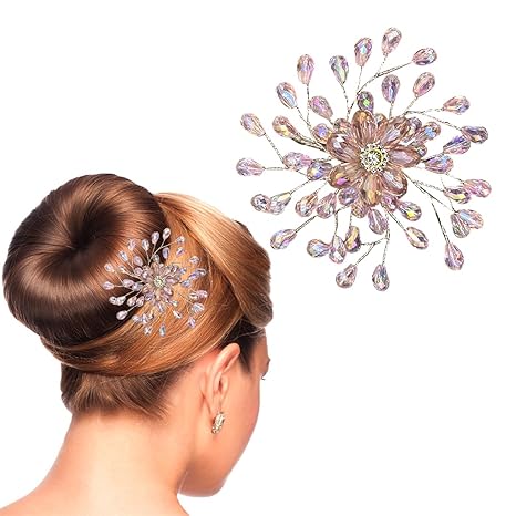 TEMPERIA Hair Accessories For Women & Girls Stylish for Wedding - Artificial Flowers & Pearl Style Juda Bun Accessories - Floral Bridal Brooch & Hair Pins - Hairstyle Decoration Bride Clips (MN12)