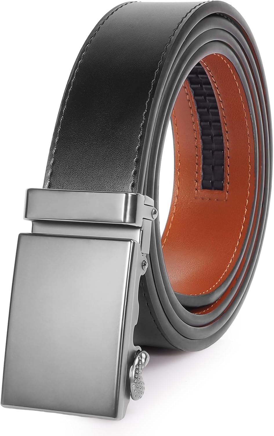 Men's Belt, Slide Ratchet Belt for Men with Leather 1 3/8“ width 35mm,Trim to Fit