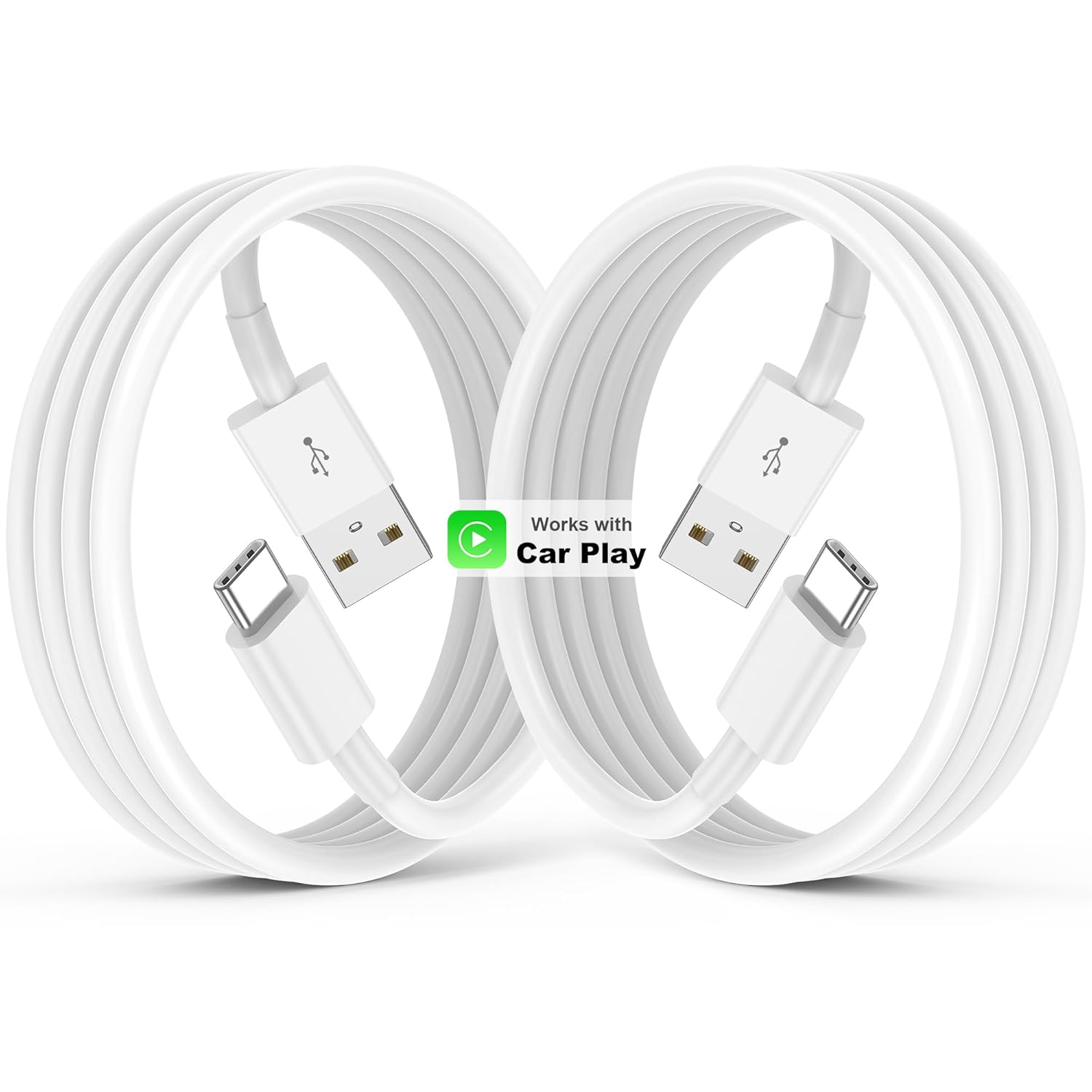 USB to USB C Cable for iPhone 17/16/15 Car Charger,2Pack 3ft Carplay Cord Fast Charging for iPhone 17/16/15 Air Plus Pro Max,iPad Pro Air(White)