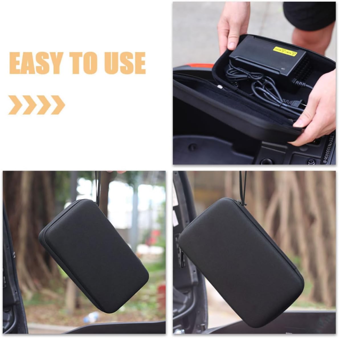 Cabilock 2pcs Electric Vehicle Cable Organizer Cases Portable Charger Bags with Impact Protection and Easy Maintenance, Sturdy Polyester Eva Material, Suitable for Bicycle and Electric