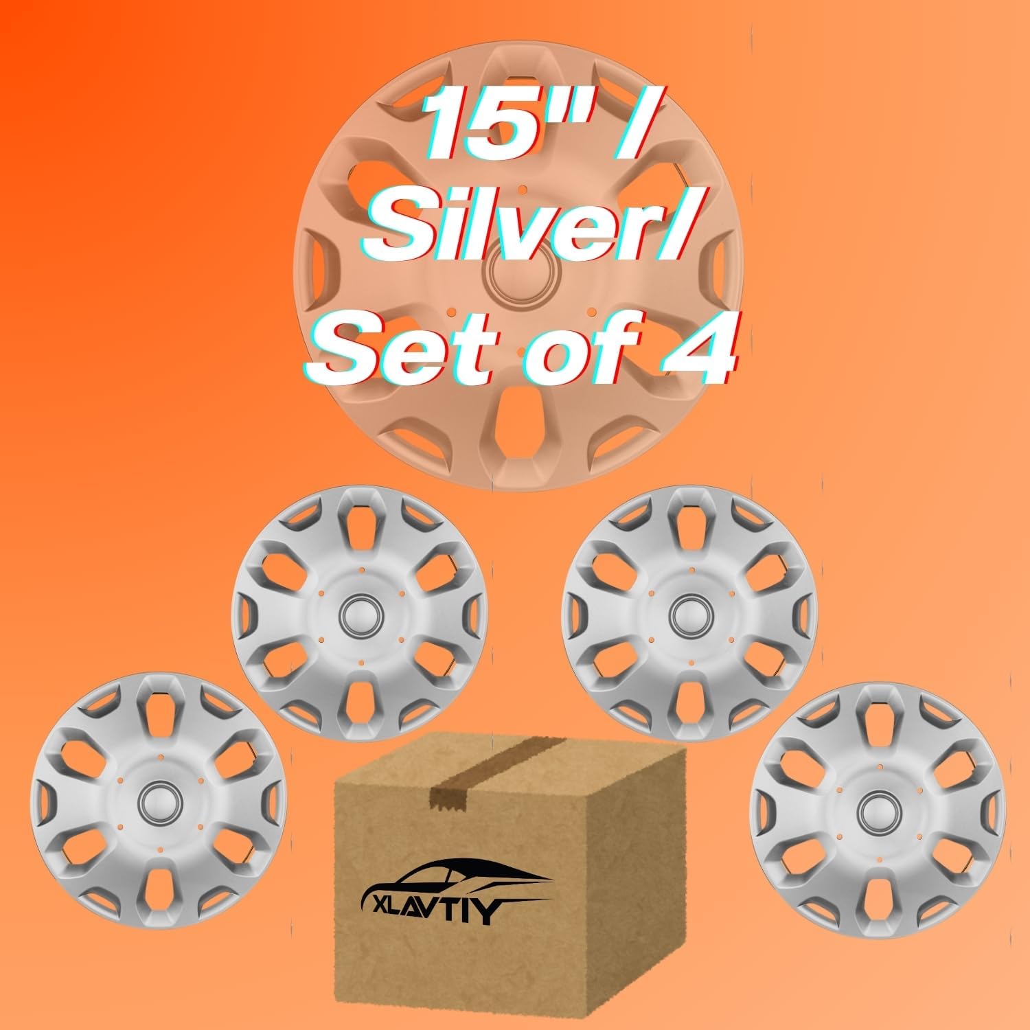 15 Inch Hubcaps Compatible with 2010-2013 Ford Transit Connect Factory Steel Wheels, Snap-On Wheel Covers, Durable ABS Replacement Hubcaps Set of 4 (Silver)