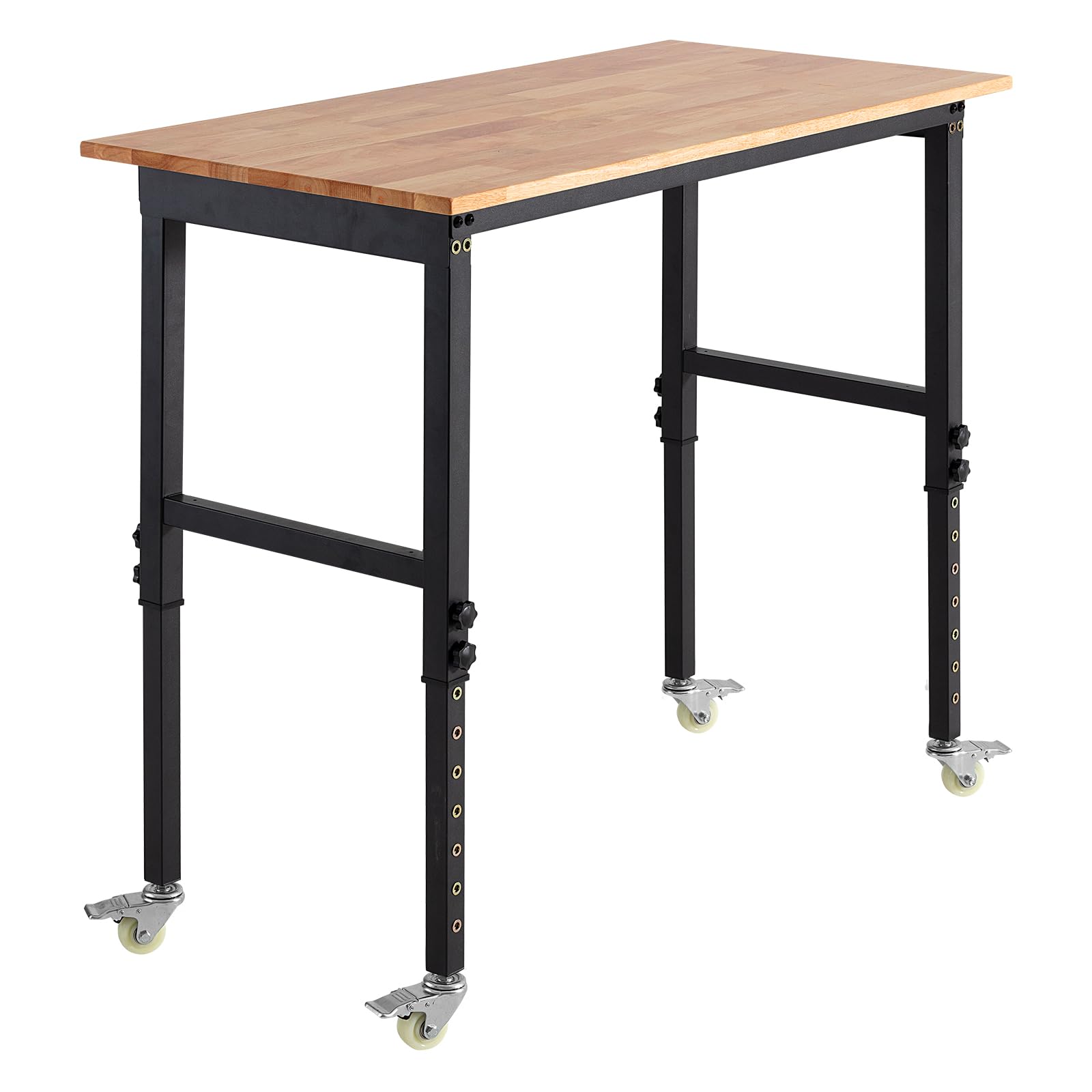 VEVOR Werkbank, 680 kg, Werkstatttisch mit Rolle, 122x60 cm große Arbeitsplatte aus Eichenholz, Arbeitstisch mit Höhenverstellung von 725-1075 mm, Werktisch für Garage, Werkstatt, Zuhause & Büro