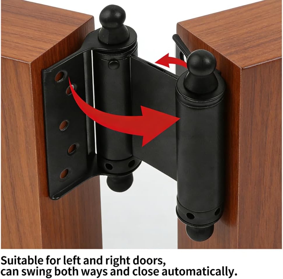 6 inch double action spring hinges, 2 pack self closing door hinges for saloon cafe pub swinging doors, stainless steel, including pins and screws (black)