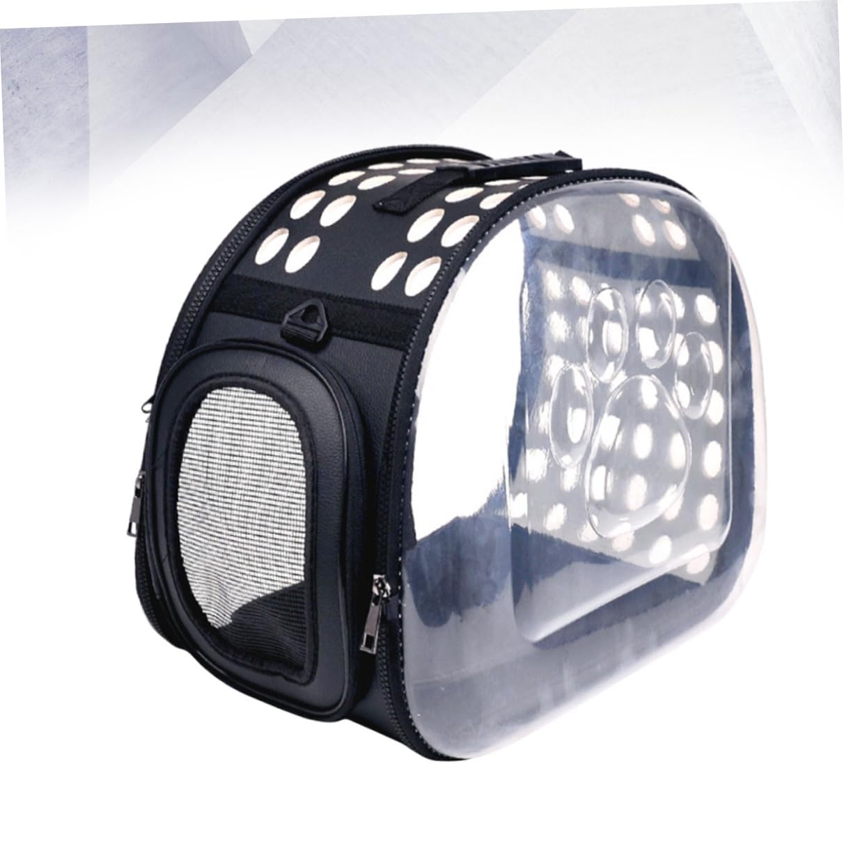 Trasportino Zaino per Gatti e Cani Pieghevole Nero in Pvc