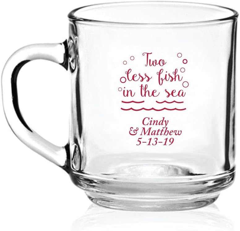 Personalized Color Printed Glass Coffee Mug - Two Less Fish In The Sea - Gold - 12 pack