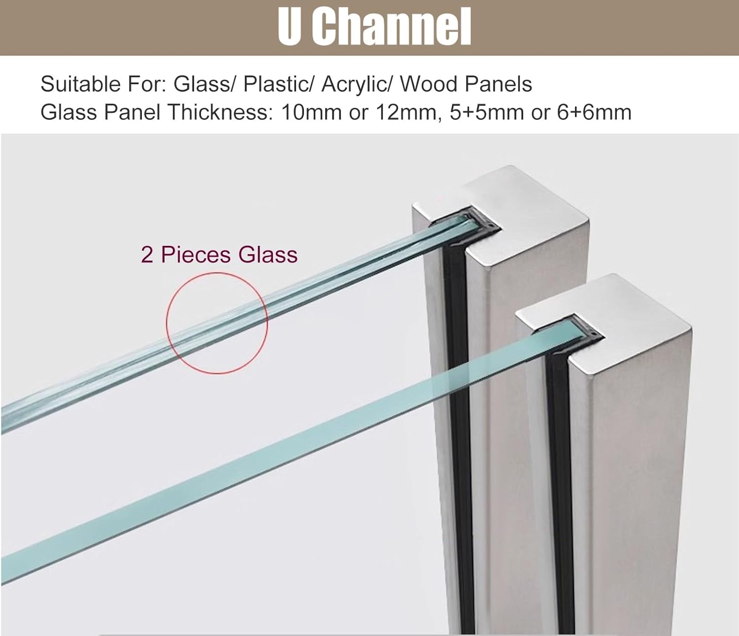 Glass Railing Post for Patio & Balcony, 140cm (55 1/8") Outdoor Deck Baluster Column, Gray Glass Balustrade Bracket Clamp for Stairs and Decks