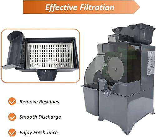 Miniatura 5 de Commercial Orange Juicer Machine, Automatic Citrus Juicer with Filter Box & Peel Bucket, 100W High-Yield(80%) Lemon Squeezer for Dia 1.57in Fruits,