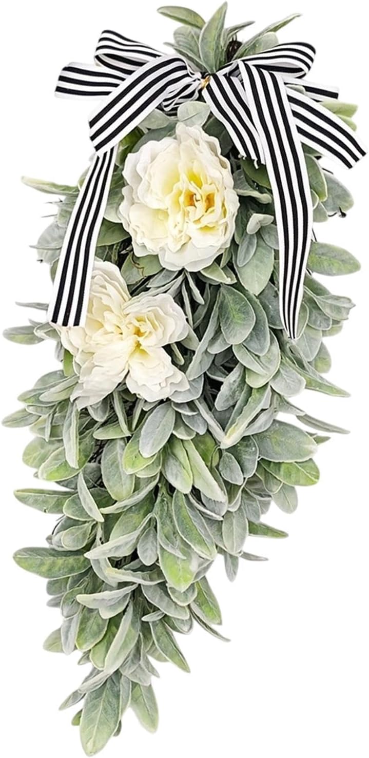 Artificial Teardrop Swag Creative Spring Wreath for Office Window Farmhouse