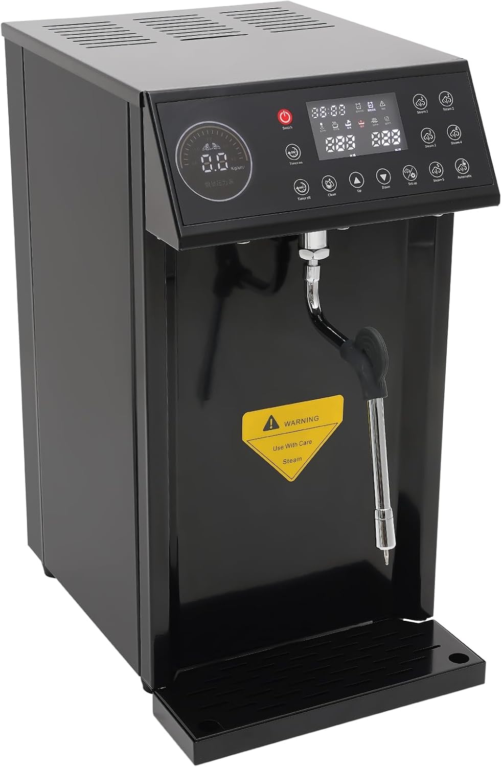 Commercial Milk Frother, 8L Electric Steam Milk Frothing Machine Water Boiler, Multi-Purpose Electric Milk Foam Maker LED Display for Cafe Coffee Tea Shop (Black)