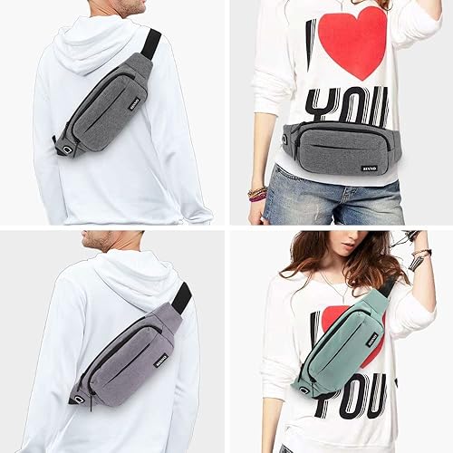 Miniatura 10 de SINNO - Cangurera grande con 4 bolsillos con cremallera para correr, hacer senderismo, viajes, entrenamiento, pasear al perro, al aire libre,