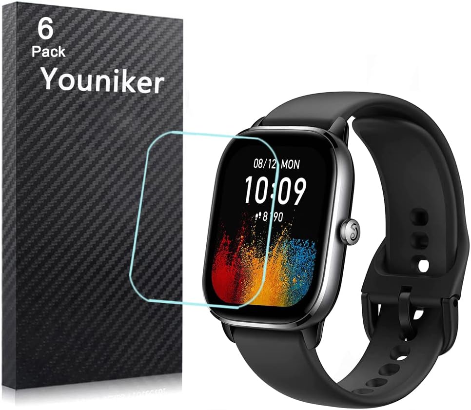 6 Pack Compatible with Amazfit GTS 4 Mini Screen Protector Film for GTS4 Mini Smartwatch Screen Protectors Foils Screen Cover Crystal Clear HD Anti-Scratch Anti-Fingerprint