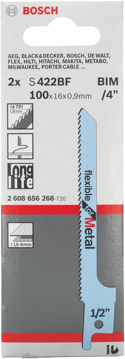 Lot De 25 Lames Bosch S 922 VF Pour Scie Sabre – Flexible Bois Et Métal, Bimétal Ultra Résistante