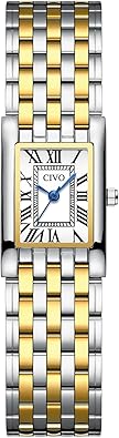 CIVO Gold Watches for Women Vintage Small Quartz Womens Watch with Roman Dial - Ladies Square Dainty Bracelet Watches - Gift Box Set for Wife Mother at Anniversary Wedding Birthday Christmas
