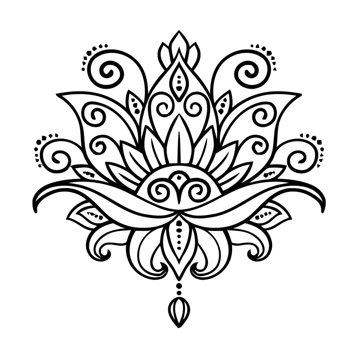 Lotus Mandala Lotus Bohemia Fine Carving Stickers 36x36cm Removable Without Leaving Glue Small Black โ image 1