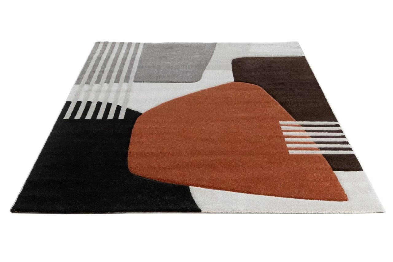 Tappeto Arizona Brown Rust - Design Moderno Contemporaneo a Pelo Corto per Soggiorno, Camera da Letto e Ufficio - Marrone Ruggine
