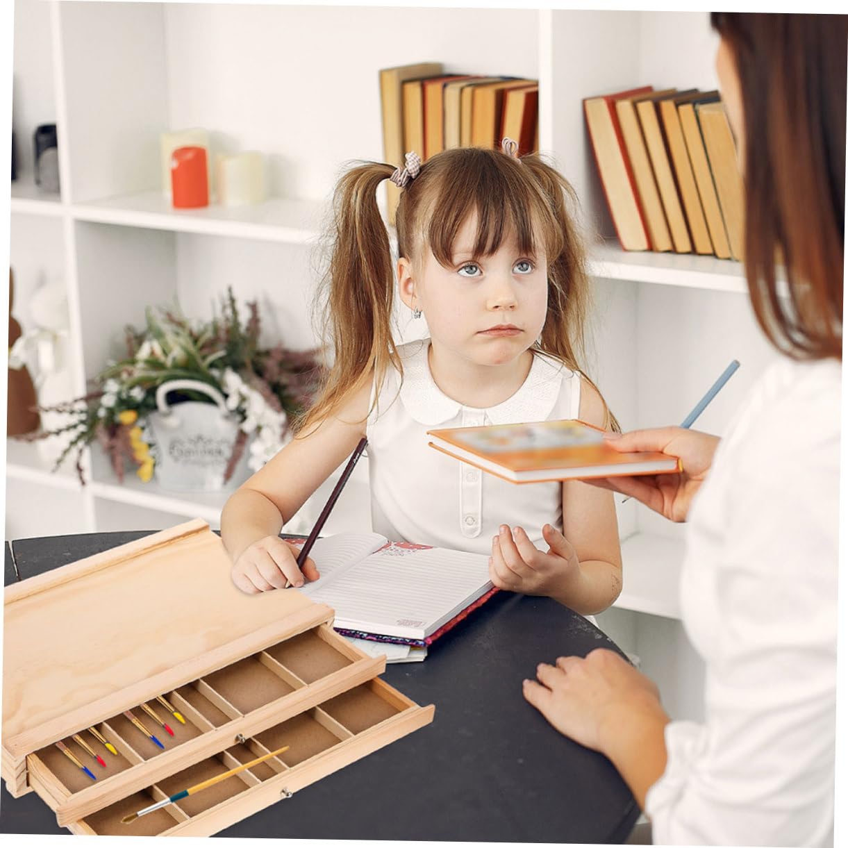 Boîte de Rangement pour Matériel D’art en Bois, Portable, à Tiroirs