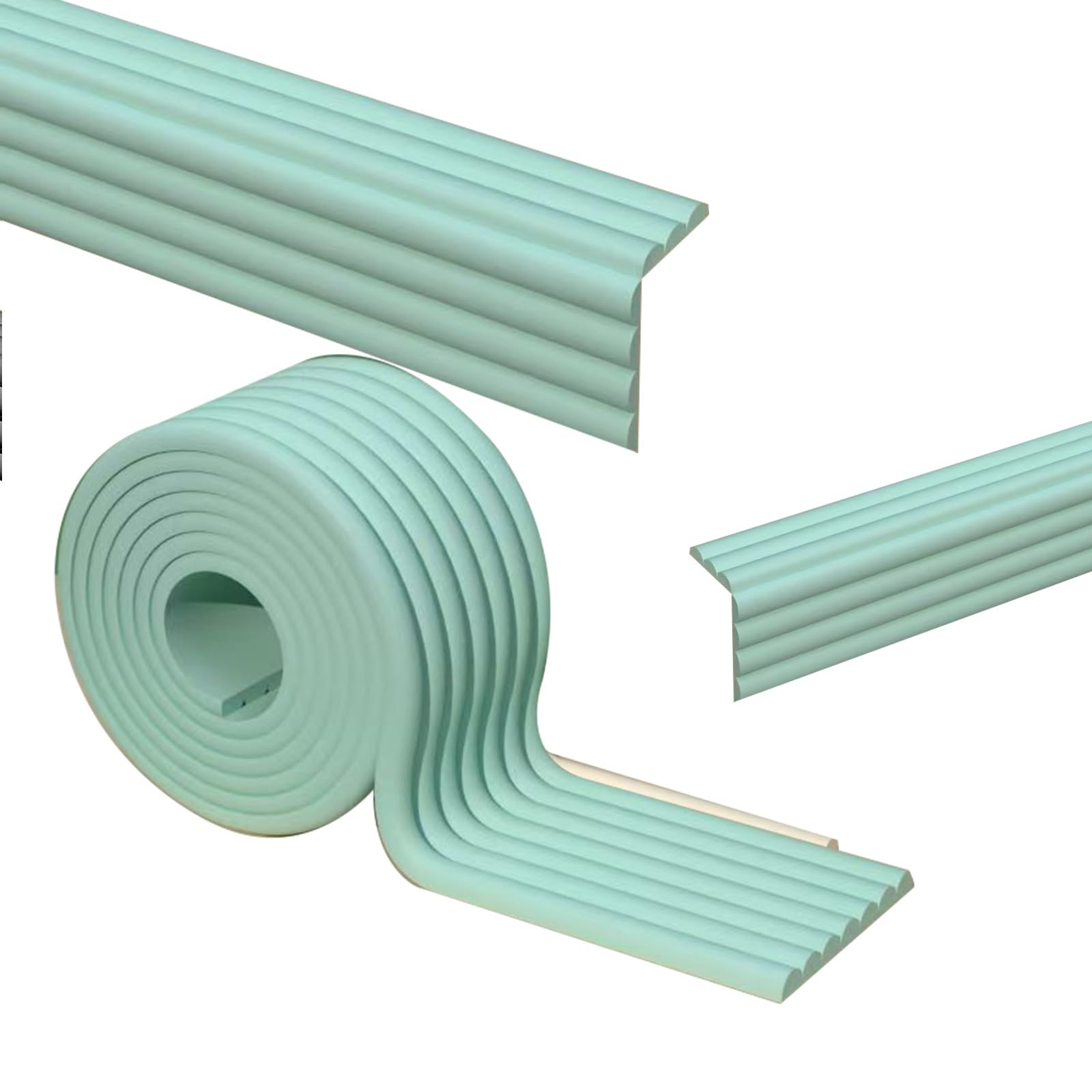 Furniture Corner Guard Edge, Foam Corner Bumpers,Furniture Sharp Edge Protector Strip W Shape, for Table,Countertop(Light Green,10M)