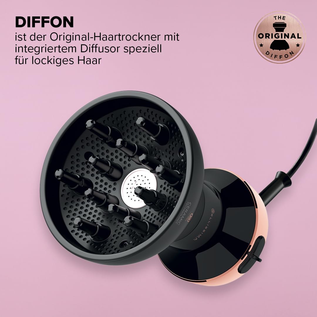 BELLISSIMA My Pro Diffon Ceramic DF1 3000, Heißluftdiffusor für lockiges Haar, Keramiktechnologie, 700 W, 2 Luft/Temperatur-Kombinationen, ohne Kraus-Effekt